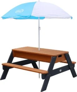 AXI Nick Zand & Water Picknicktafel In Antraciet/Bruin - Parasol Blauw/Wit - Picknick Tafel Voor Kinderen Van Hout -Buitentuin Winkel 1000x1200 2