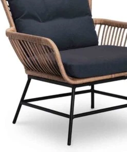 BUITEN Living Dex Wicker Loungestoel Tuin Incl. Wicker Voetenbank | Wicker + Aluminium | Bamboe Antraciet -Buitentuin Winkel 1002x1200