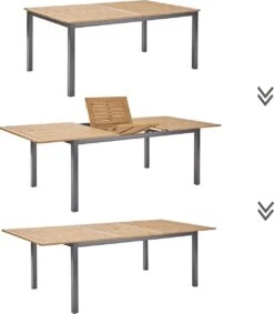 NATERIAL - Uitschuifbare Tuintafel ORIS - Uitschuifbare Tafel Voor 6 Tot 8 Personen - 180-240x100 Cm - Aluminium - Hout Eucalyptus -Buitentuin Winkel 1049x1200