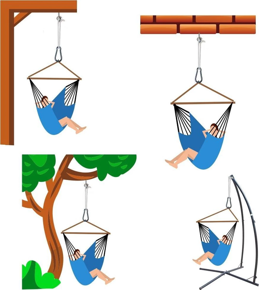 Metalen Ophangset Tot 160kg - Massieve Bevestiging Set Voor Hangstoel Hangmat - Plafond Wand Montage 8 Metalen Ophangset Tot 160kg - Massieve Bevestiging Set Voor Hangstoel Hangmat - Plafond Wand Montage - Afbeelding 6