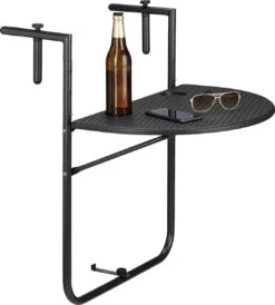 Relaxdays Balkontafel Inklapbaar, Balkon Tafel Rotan, Hangtafel Reling - Zwart -Buitentuin Winkel 1080x1200 1