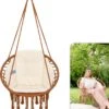 Vita5 Macramé Hangstoel - Voor Binnen En Buiten - Zonder Standaard - Incl. Kussen, Boekenvak En Beschermhoes - Tot 150kg - Bruin/Beige -Buitentuin Winkel 1080x1200