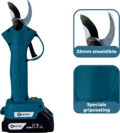 NovarGarden® Elektrische Snoeischaar NG1 - 2x Accu - Elektrisch - Takkenschaar - Op Batterij - 28mm -Buitentuin Winkel 1089x1200