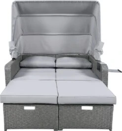 Polyrattan Patio Rieten Meubels Set Voor 2 Personen-Outdoor Rattan Sofa Set Met Intrekbare Luifel-lounge Bank-PE Rotan Loveseat Voor Achtertuin Veranda Tuin Zwembad Balkon-grijs -Buitentuin Winkel 1114x1200 1