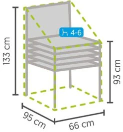 Weersbestendige Beschermhoes Stoel (4 Tot 6 Stapelstoelen) | 66 X 95 X 133/93 Cm (L) | Premium | Waterproof | TÜV Rheinland Gecertificeerd | Hoes Voor Tuin | Waterdicht | Solution Dyed (verkleuring Onmogelijk) | Grijs / Antraciet -Buitentuin Winkel 1119x1200