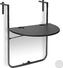 Relaxdays Balkontafel Inklapbaar, Balkon Tafel Rotan, Hangtafel Reling - Zwart -Buitentuin Winkel 1123x1200