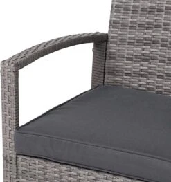Casaria Polyrattan Loungeset – 2 Stoelen 1 Bank 1 Tafel - Antraciet -Buitentuin Winkel 1126x1200