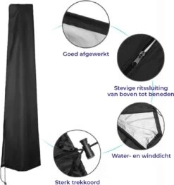 Merkloos Parasolhoes Met Rits En Trekkoord – Beschermhoes Voor Zweefparasol & Staande Parasol – Waterdicht Afdekhoes – Hoes Voor Hangparasol – Inclusief Opberghoes – Zwart - 205 Cm -Buitentuin Winkel 1130x1200 1