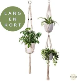 Plantenhanger Macrame Set Van 2 - Plantenhanger Met Ruimte Voor 3 Potten - Luxe Gevlochten Touw 100% Katoen - Duurzaam - Plantenbakken - Bloempotten - Macramé Stijl Hanger Voor Bloempotten - Hangpot - Fienosa -Buitentuin Winkel 1131x1200 9