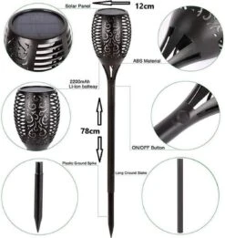 Merkloos Solar Fakkel Tuinverlichting Lantaarn Zonne Energie Buitenverlichting Tuinfakkels 96 Led Buiten Tuinlamp Set 4 Stuks Met Gratis LED Grondspot -Buitentuin Winkel 1134x1200 6