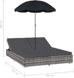 Prolenta Premium - Loungebed Met Parasol Poly Rattan Grijs -Buitentuin Winkel 1139x1200 1