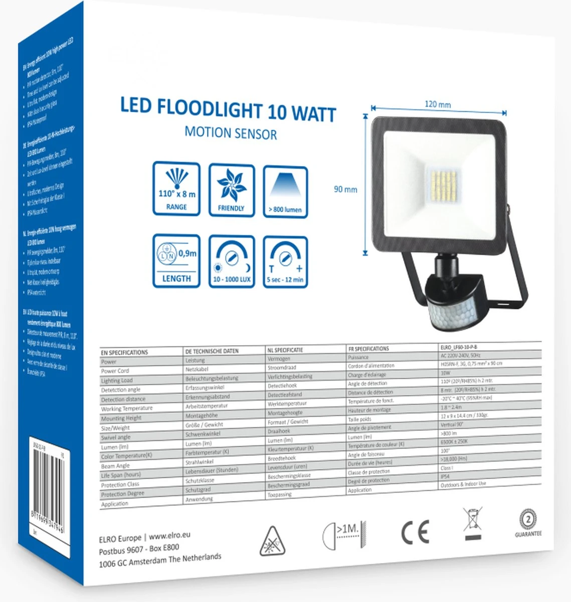 ELRO LF60 Design LED Buitenlamp Met Bewegingssensor - 10W – 800LM – IP54 Waterdicht - Zwart 15 ELRO LF60 Design LED Buitenlamp Met Bewegingssensor - 10W – 800LM – IP54 Waterdicht - Zwart - Afbeelding 13