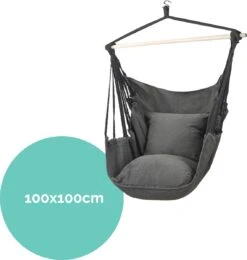 Hangmat Stoel - Hangstoel Voor Binnen Of Buiten - Incl. 2 Kussens - Zwart/Grijs Antraciet -Buitentuin Winkel 1141x1200