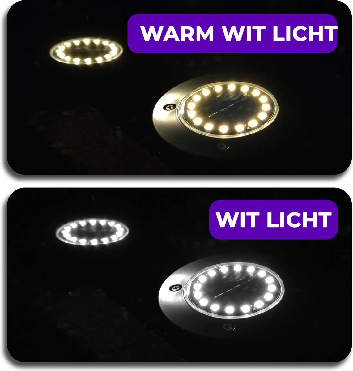 Shutterlight® 16 LED Solar Grondspot - Tuinverlichting - Zonlichtsensor - Zonne-energie - Matte Zwart - Warm Wit Licht - 4 Stuks - Buiten 8 Shutterlight® 16 LED Solar Grondspot - Tuinverlichting - Zonlichtsensor - Zonne-energie - Matte Zwart - Warm Wit Licht - 4 Stuks - Buiten - Afbeelding 6