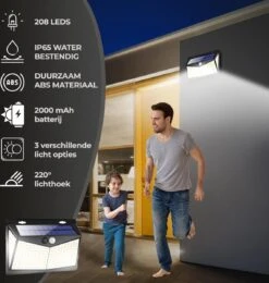 Living Nine® Solar Buitenlamp Met Bewegingssensor - Wandlamp Op Zonne Energie - 208 LED - Waterdicht - Tuinverlichting - Met Sensor - Voor Buiten - Zwart -Buitentuin Winkel 1142x1200 9