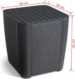 ALLIBERT Keter Luzon Opbergtafel - 39x39x43cm - Donkergrijs -Buitentuin Winkel 1144x1200 1