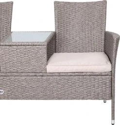 Casaria Tuinbank Polyrattan - 2-Zits Incl.Tafel - Weerbestendig Beige -Buitentuin Winkel 1147x1200 2