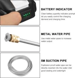 Merkloos Elektrische Accu-Hogedrukreiniger - 1.2mpa - Multifunctioneel Mondstuk - Draagbaar Oplaadbaar Snoerloos - Reinigingsspuitpistool - Met Rijke Accessoires - Voor Auto, Tuin, Terras, Raam - Zwart -Buitentuin Winkel 1152x1200 1