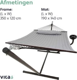 Vita5 Hangmat Met Standaard En Spreidstok – 2 Persoons – Incl. Bekerhouder - Afneembaar Kussen – Uv-bestendig – Lichtgrijs 23 Vita5 Hangmat Met Standaard En Spreidstok – 2 Persoons – Incl. Bekerhouder - Afneembaar Kussen – Uv-bestendig – Lichtgrijs -Buitentuin Winkel 1153x1200 2