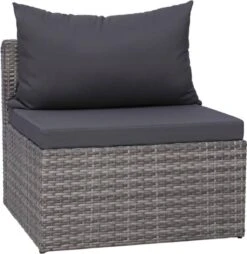 VidaXL 3-delige Loungeset Met Kussens Poly Rattan Grijs -Buitentuin Winkel 1165x1200 1