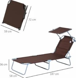 Outsunny Ligstoel Ligbank Voor Buiten Ligstoel Voor Op Het Strand Inklapbaar Met Zonnedak 3 Kleuren 84B-001 -Buitentuin Winkel 1166x1200