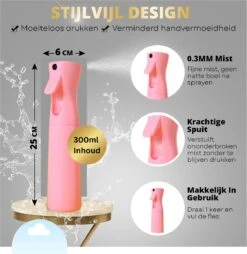 Merkloos Multifunctioneel Mist Sprayer Roze - Mist Verstuiver Water - Waterspray - Waterverstuiver Haar - Mist Sprayer - Spuitfles Haar - Plantenspuit - 300 Ml -Buitentuin Winkel 1166x1200 6