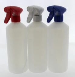 Set Van 3 Lege Sprayflacons 750ml | Professionele Afsluitbare Spraykop | 1 Rode - 1 Witte - 1 Blauwe Spraykop | Navulbaar