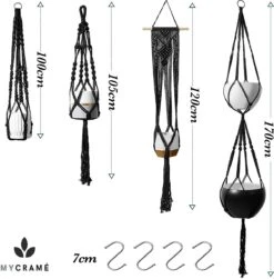 4 Stuks Luxe Macrame Plantenhangers - Boho Handgeweven Katoen Hangpot Voor Binnen/Buiten - Hangende Bloempot Met Kralen - Macramé Touw/Koord Hangplant Houder - Bohemian Wandhanger Decoratie - Plant Hanger - Verticale Tuin Bloempothouder Planthanger -Buitentuin Winkel 1181x1200 7