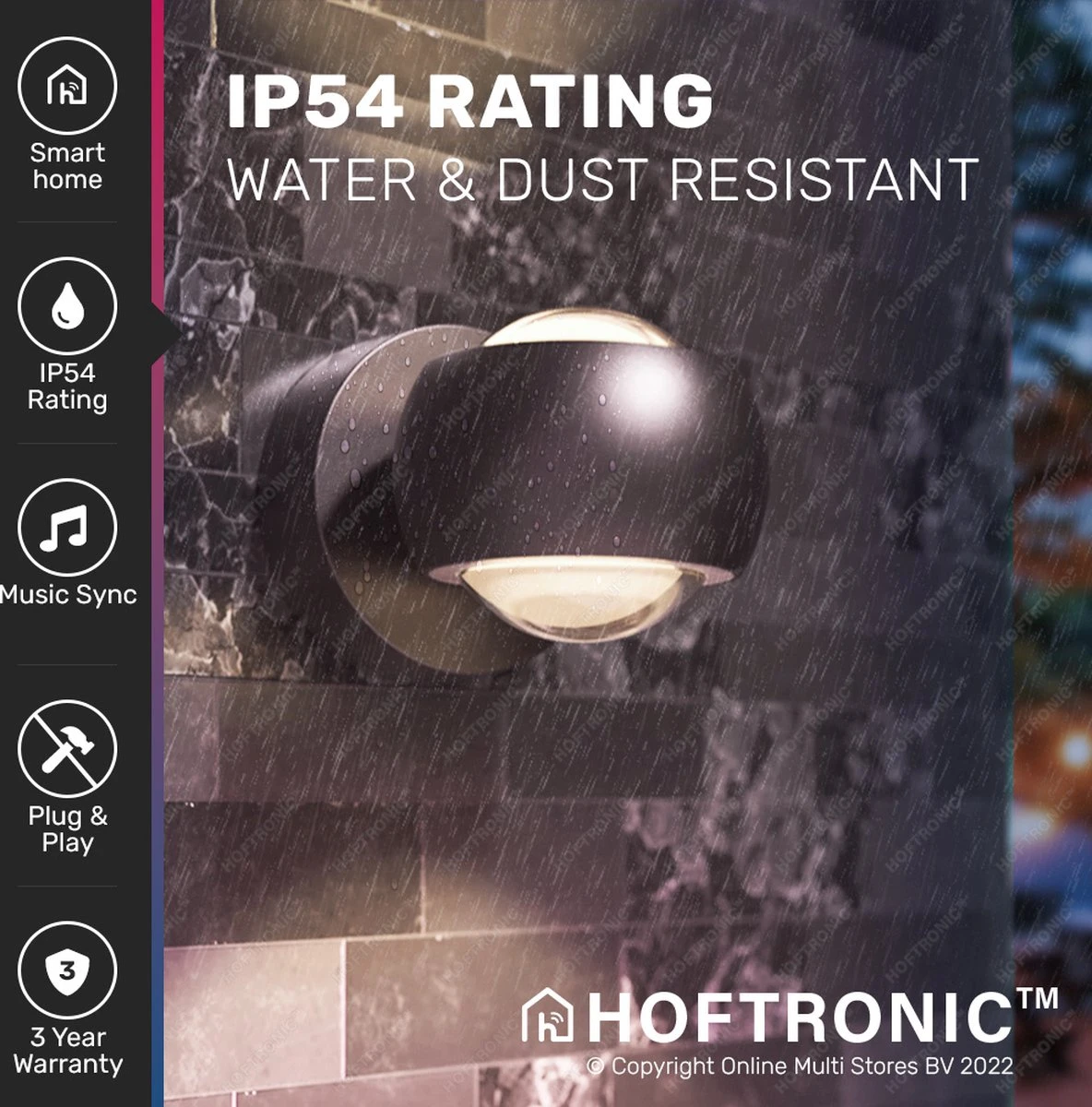 Hoftronic Smart Cupo - LED Wandlamp Up & Down Smart - RGBWW 16,5 Miljoen Kleuren - 6 Watt 600 Lumen - Zwart - Gevellamp Met Music Sync - IP54 Waterdicht - Geschikt Als Wandlamp Buiten, Wandlamp Badkamer En Wandlamp Binnen - 3 Jaar Garantie 11 Hoftronic Smart Cupo - LED Wandlamp Up & Down Smart - RGBWW 16,5 Miljoen Kleuren - 6 Watt 600 Lumen - Zwart - Gevellamp Met Music Sync - IP54 Waterdicht - Geschikt Als Wandlamp Buiten, Wandlamp Badkamer En Wandlamp Binnen - 3 Jaar Garantie - Afbeelding 9