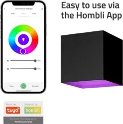 Hombli Wandlamp Voor Binnen En Buiten - Wit En Gekleurd Licht – Aanpasbare Lichthoek, Slimme LED Verlichting, Bad & Woonkamer, Waterdicht, Aluminium, Zwart -Buitentuin Winkel 1190x1200 12