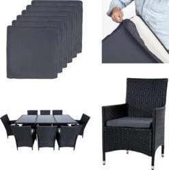 Tectake - Tuinmeubelset - 8 Persoons - Zwart -Buitentuin Winkel 1194x1200 2