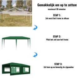 Merkloos Partytent - Paviljoen Opvouwbaar - Easy Up Tuintent Met Zijpanelen - Groen/ 6m X 3m/ 120g/m² -Buitentuin Winkel 1197x1200 1