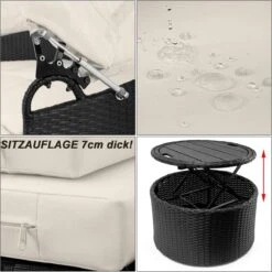 Casaria Polyrattan Zonne-Eiland Ø185cm – Incl. Kussens - Zwart Crème -Buitentuin Winkel 1198x1200 9