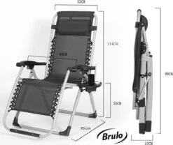 Brulo - Ligstoel Tuin - Ligstoelen - Strandstoel Opvouwbaar - Tuinstoel - Incl Tafel En Hoofdkussen -Buitentuin Winkel 1200x1012