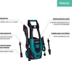 VONROC Hogedrukreiniger V14-1 - 1400W – 110 Bar – 390 L/h – Incl. 5m Slang, Spuitstukken En Accessoires -Buitentuin Winkel 1200x1022 2