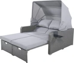 Polyrattan Patio Rieten Meubels Set Voor 2 Personen-Outdoor Rattan Sofa Set Met Intrekbare Luifel-lounge Bank-PE Rotan Loveseat Voor Achtertuin Veranda Tuin Zwembad Balkon-grijs -Buitentuin Winkel 1200x1032 1