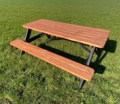 Goedkopepicknicktafels.nl | Zwart Bruine XL Picknicktafel Bruno | Tuintafel 6 Persoons | Bruin Zwart Gespoten Gedroogd Grenen Hout! -Buitentuin Winkel 1200x1035