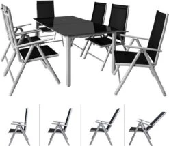 Casaria Alumunium Tuinset Bern - 6 Stoelen + 1 Tafel – Zilver -Buitentuin Winkel 1200x1039
