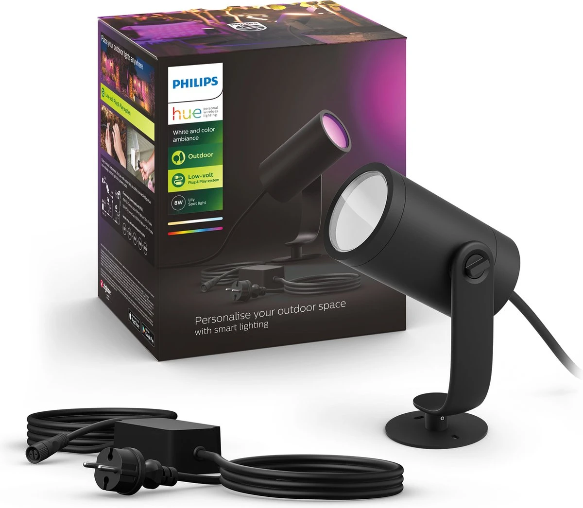 Philips Hue Lily Tuinspot - Wit En Gekleurd Licht - 1-spot - Zwart - Laagspanning - Basis 3 Philips Hue Lily Tuinspot - Wit En Gekleurd Licht - 1-spot - Zwart - Laagspanning - Basis