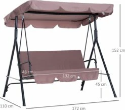 Outsunny Hollywoodschommel 3-zits Tuinschommel Schommelbank Met Dak 3 Kleuren 84A-054 -Buitentuin Winkel 1200x1055