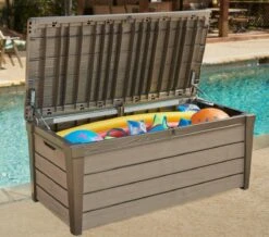 Keter Brushwood Opbergbox - Kussenbox - 455L - 145x69,7x60,3cm - Taupe -Buitentuin Winkel 1200x1057