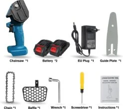 Merkloos Mini Accu Kettingzaag - 4 Inch Elektrische Boomzaag - Handkettingzaag - Met 2 Accu En 1 Oplader - Voor Tuinboom Ranch Bomen Snijden Hout- Blauw -Buitentuin Winkel 1200x1062 2