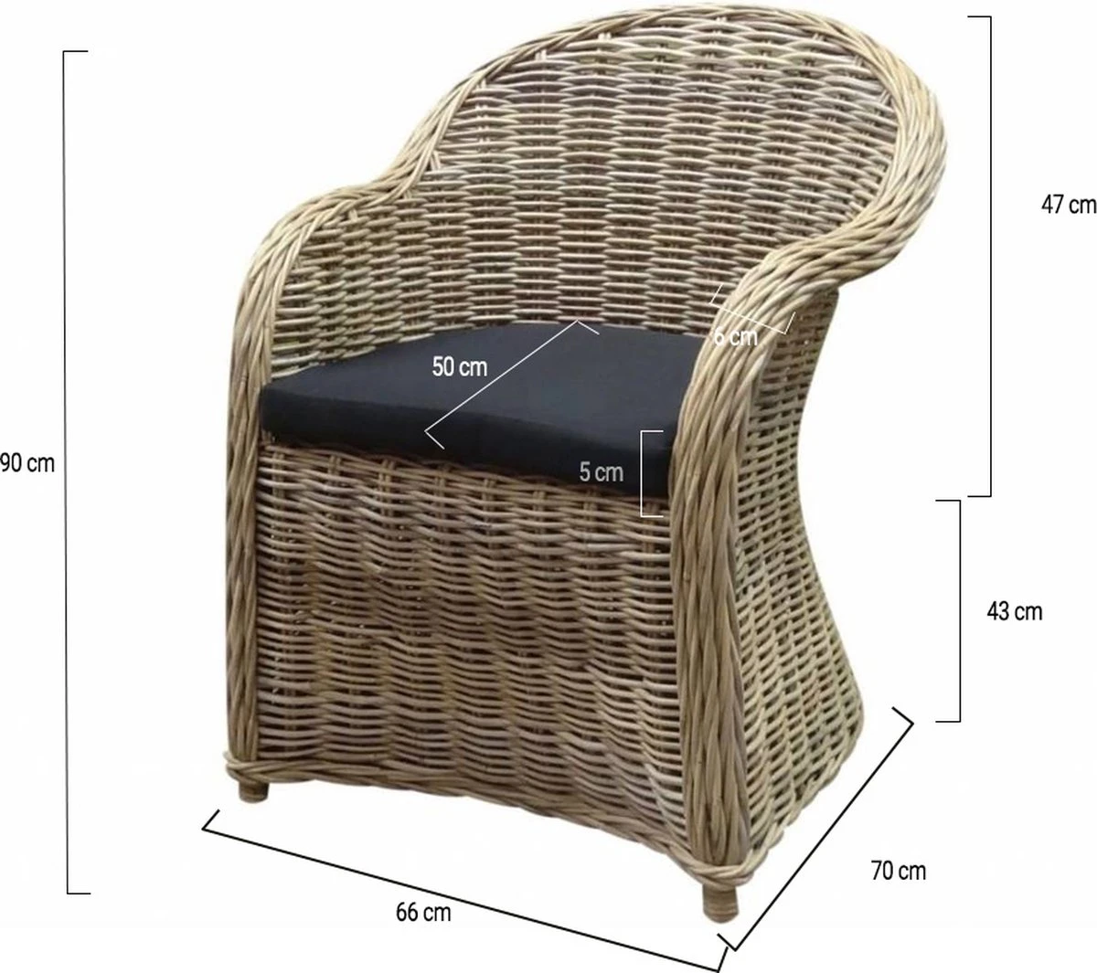 Roma Dining Tuinstoel Naturel Rotan - Suntech Kussen 5 Roma Dining Tuinstoel Naturel Rotan - Suntech Kussen - Afbeelding 3