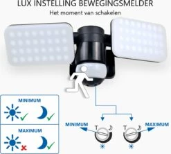 ELRO LF70 Duo LED Buitenlamp Met Bewegingssensor – 2x 10W – 1200LM – IP54 Waterdicht - Zwart -Buitentuin Winkel 1200x1077 5