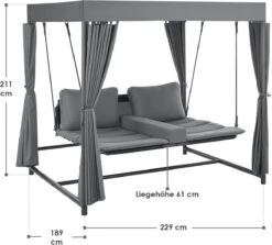 Schommelbank / Ligbank Kassandra - Donkergrijs -Buitentuin Winkel 1200x1081