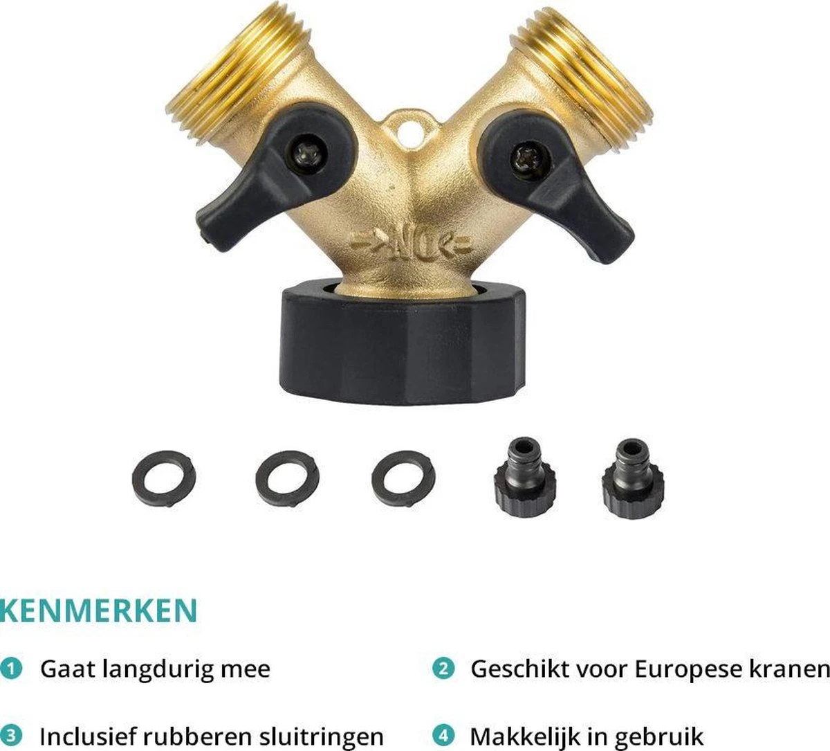 Sens Design Waterverdeler 2-weg – Messing – Past Op Europese Kranen 4 Sens Design Waterverdeler 2-weg – Messing – Past Op Europese Kranen - Afbeelding 2