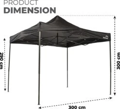 MaxxGarden Easy-up Partytent - 3x3m - Standaard - Waterdicht - Opvouwbaar - Inclusief Draagtas - Zwart -Buitentuin Winkel 1200x1086