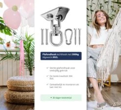 Plafondhaak - Ophangen Bokszak, Schommel En Hangstoel - Ophangsysteem - Ophanghaak - Plafondbeugel - RVS – 500kg Tilgewicht -Buitentuin Winkel 1200x1087