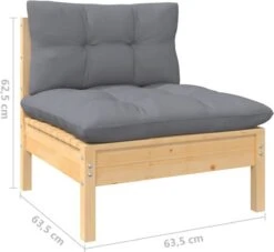 VidaXL 3-delige Loungeset Met Grijze Kussens Massief Grenenhout -Buitentuin Winkel 1200x1105 1