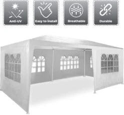 MaxxGarden Partytent - Paviljoen - 300 X 600 X 250 Cm - Met Zijwanden - Waterdicht Pro - 32mm Buizen – Wit -Buitentuin Winkel 1200x1108